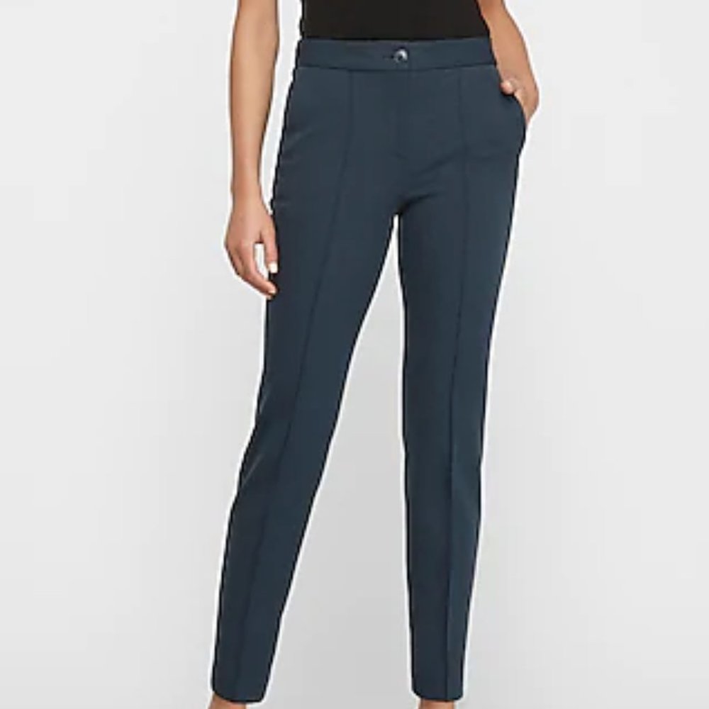 High Waisted Seamed Ankle Pant - Twilight Blue
